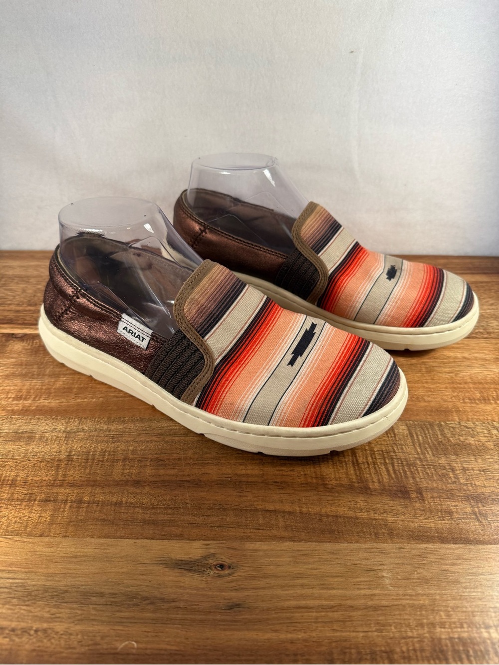 Ariat Ryder Slip-on Shoe with Vibrant Striped Southwestern Fabric Upper Size 8.5
